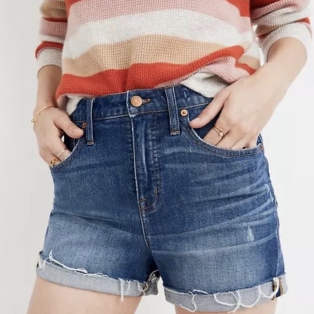 Madewell High Rise Denim Shorts Cutoff Edition In Glenoaks Wash Size 23